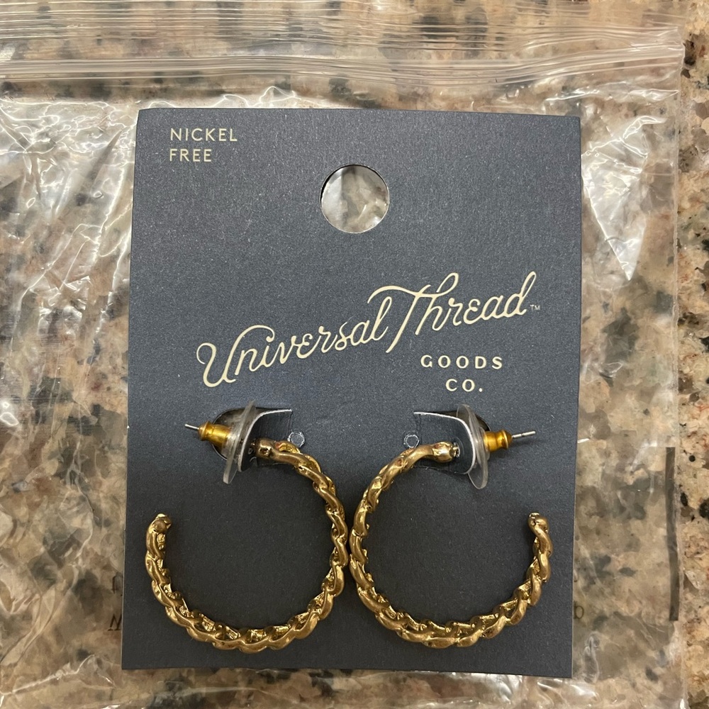 Universal Thread Braided Gold Earrings